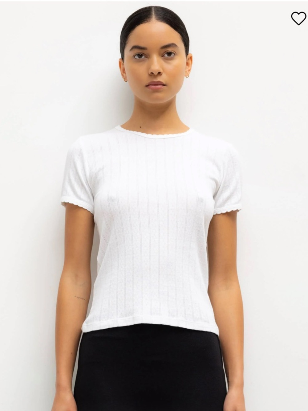 LESET White Pointelle Slim Fit Tee